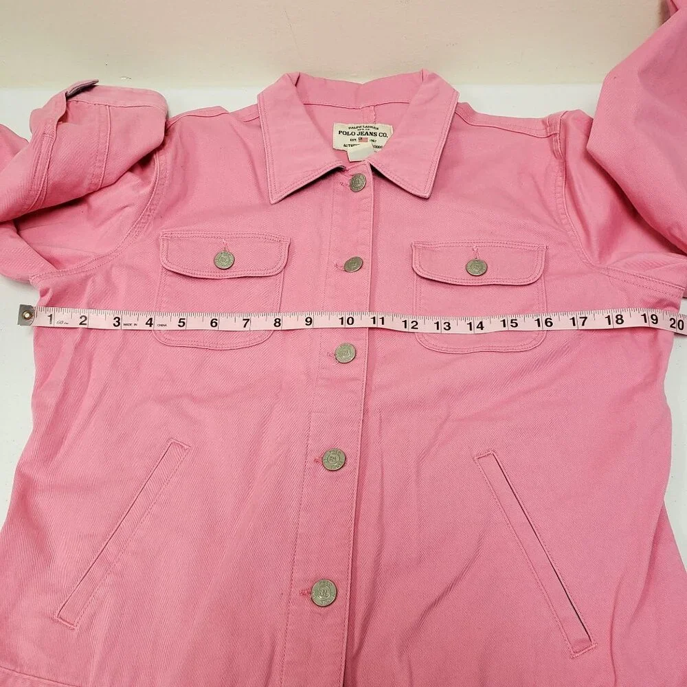 Ralph Lauren Polo Jeans Womens Pink Denim Button Jacket Size Large - Picture 8 of 11